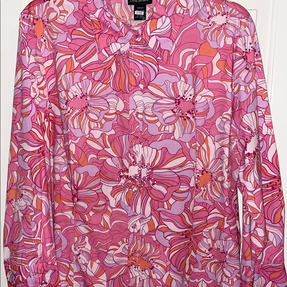 Lane Bryant Pink Floral Blouse Top 22/24